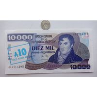 Werty71 Аргентина 10000 песо надпечатка 10 Аустралей 1985 UNC банкнота