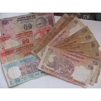 Банкноты Индии, 50, 20, 10 и 5 рупий, цена за все банкноты