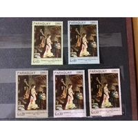 Парагвай 1967 Живопись Религия маленький Иисус полная серия 5 чистых марок